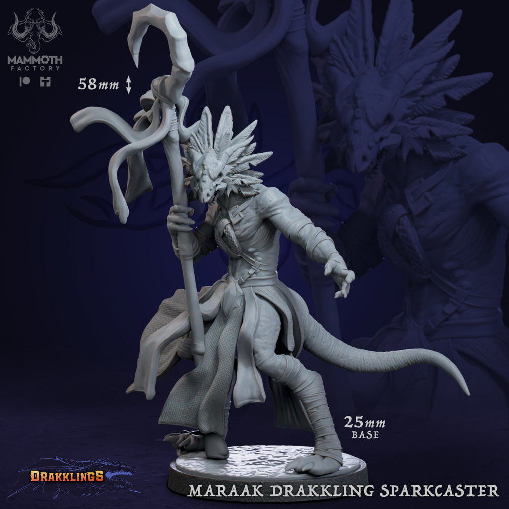 Maraak Drakkling Sparkcaster - Drakklings Collection - 3D Resin Print - D&D Pathfinder NPC Miniature