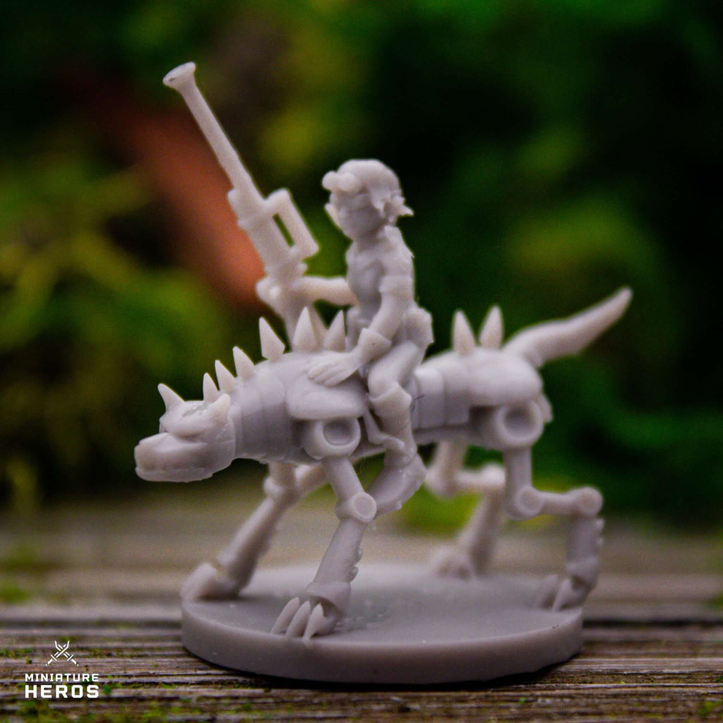 Artificer Gnome Female  with Iron Defender Mount - 3D Resin Print - D&D Pathfinder NPC Miniature